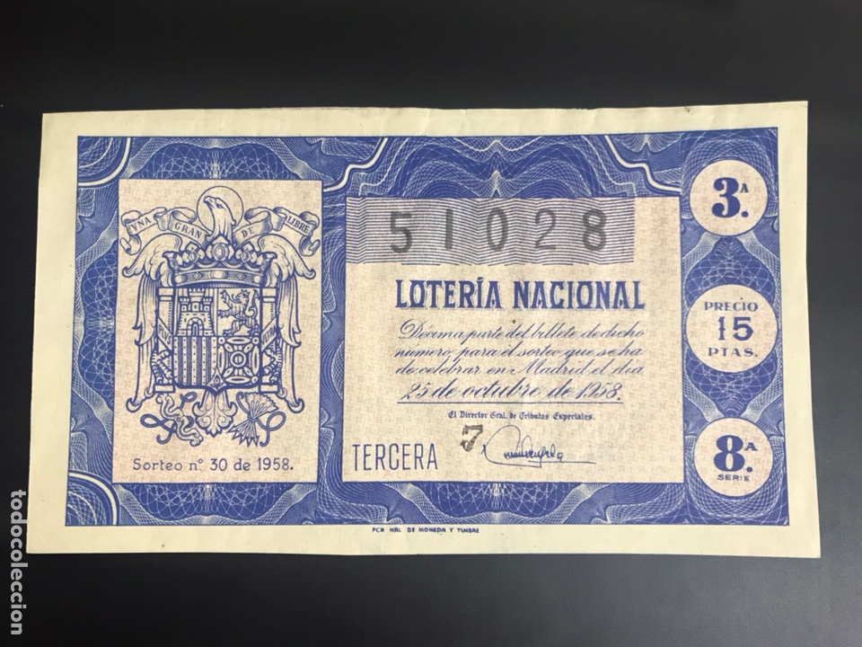 Nationale spanische Lotterie: Loteria A&ntilde;o 1958 sorteo 30