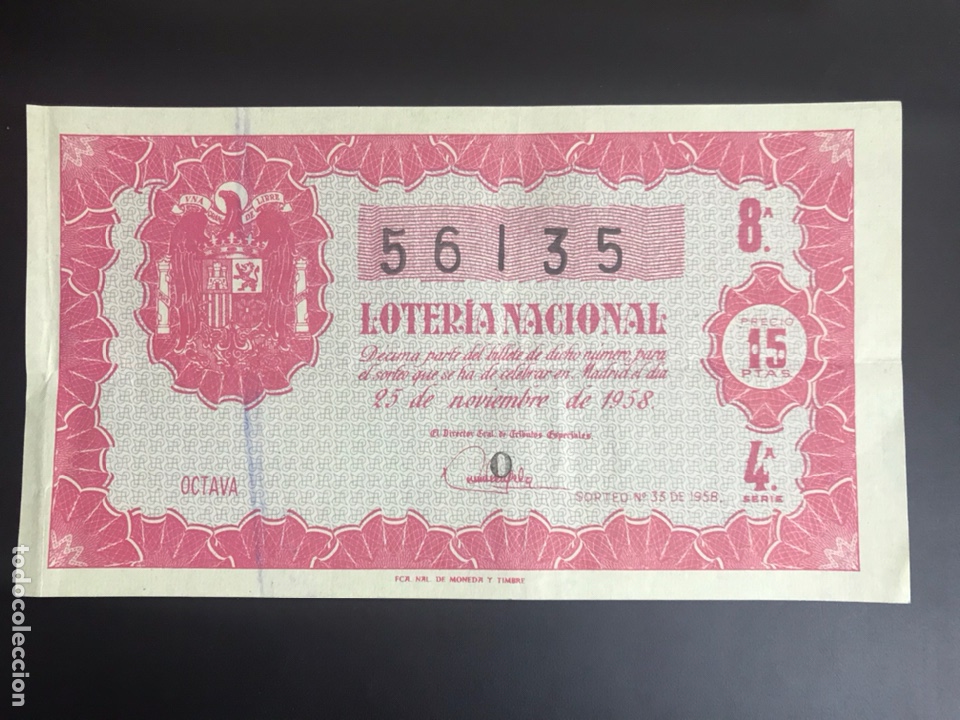 Nationale spanische Lotterie: Loteria A&ntilde;o 1958 sorteo 33
