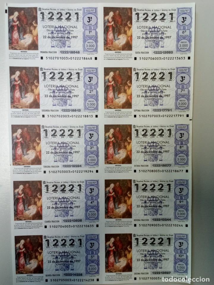 Nationale spanische Lotterie: Loteria Nacional capicua 12221 22 diciembre 1997
