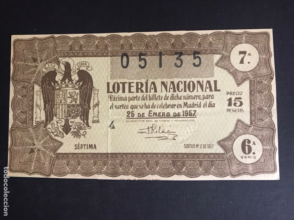 National Spanish Lottery: Loteria A&ntilde;o 1957 sorteo 3