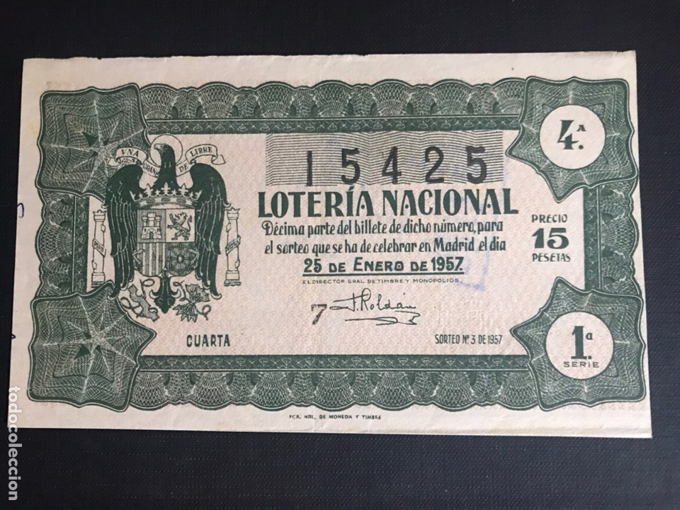 Nationale spanische Lotterie: Loteria A&ntilde;o 1957 sorteo 3