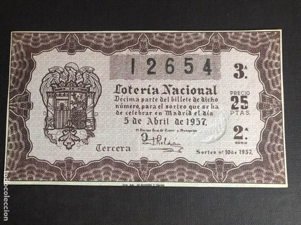 National Spanish Lottery: Loteria A&ntilde;o 1957 sorteo 10