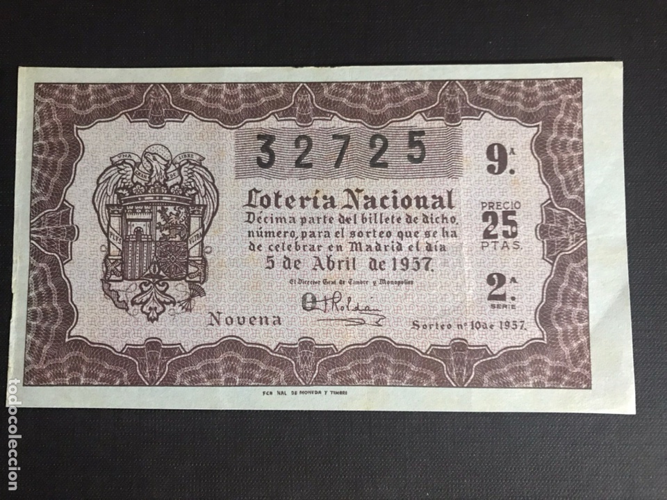 Nationale spanische Lotterie: Loteria A&ntilde;o 1957 sorteo 10