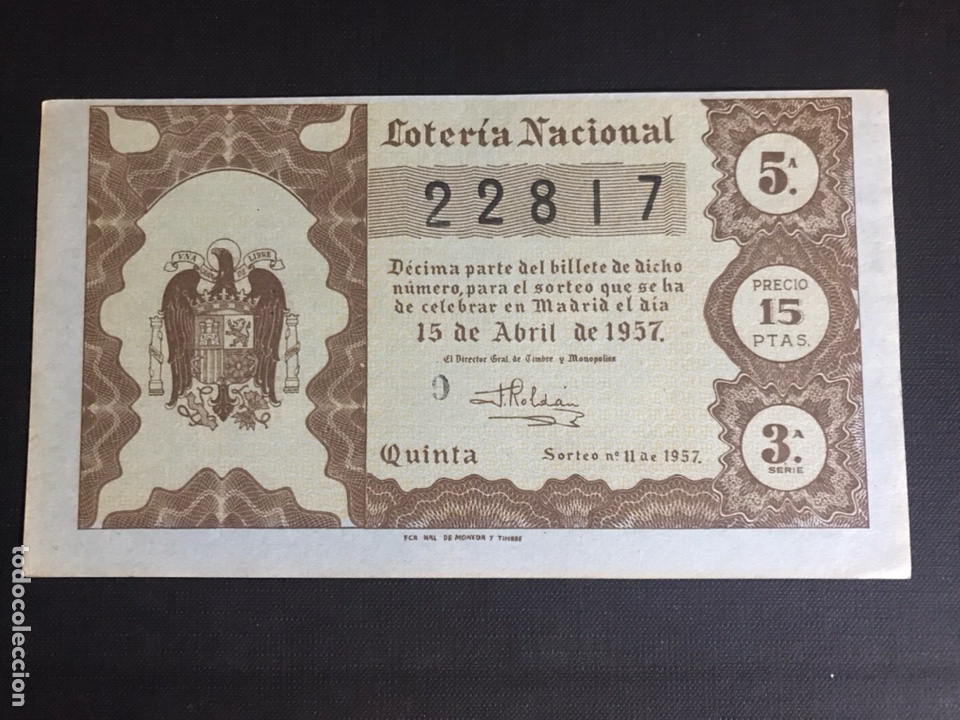 National Spanish Lottery: Loteria A&ntilde;o 1957 sorteo 11