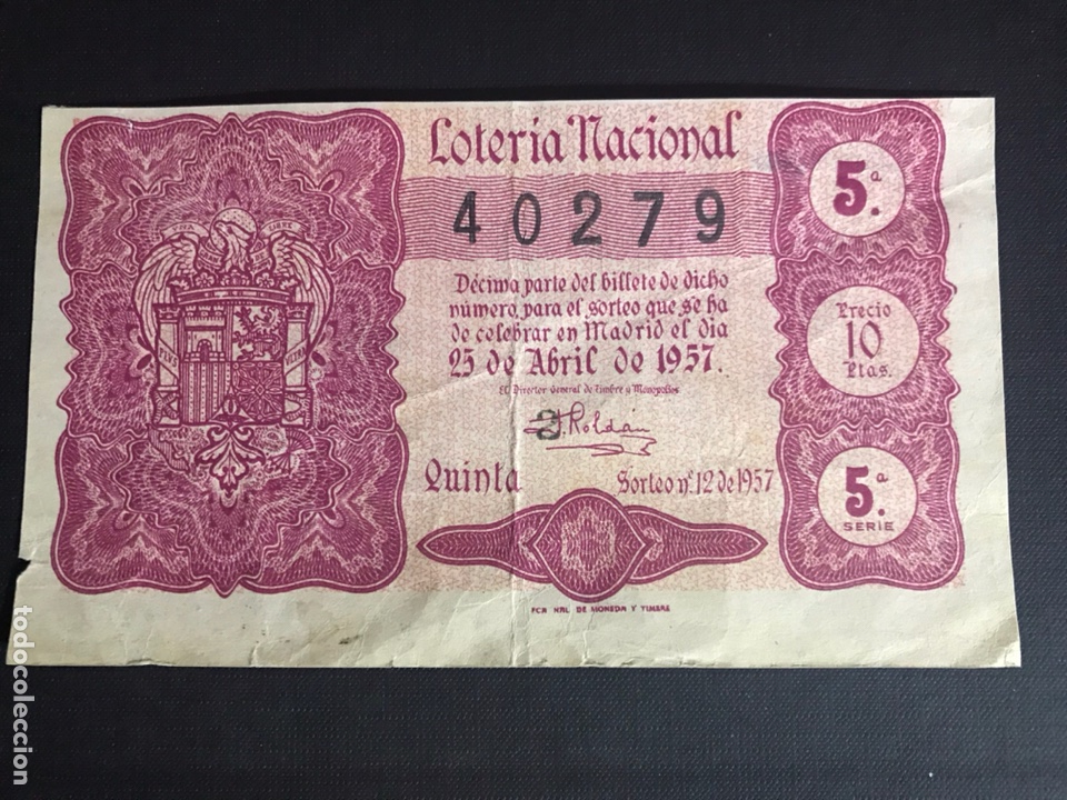 National Spanish Lottery: Loteria A&ntilde;o 1957 sorteo 12