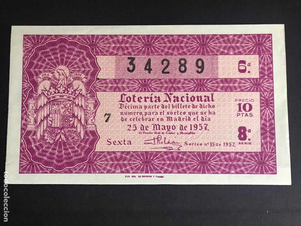 Nationale spanische Lotterie: Loteria A&ntilde;o 1957 sorteo 15