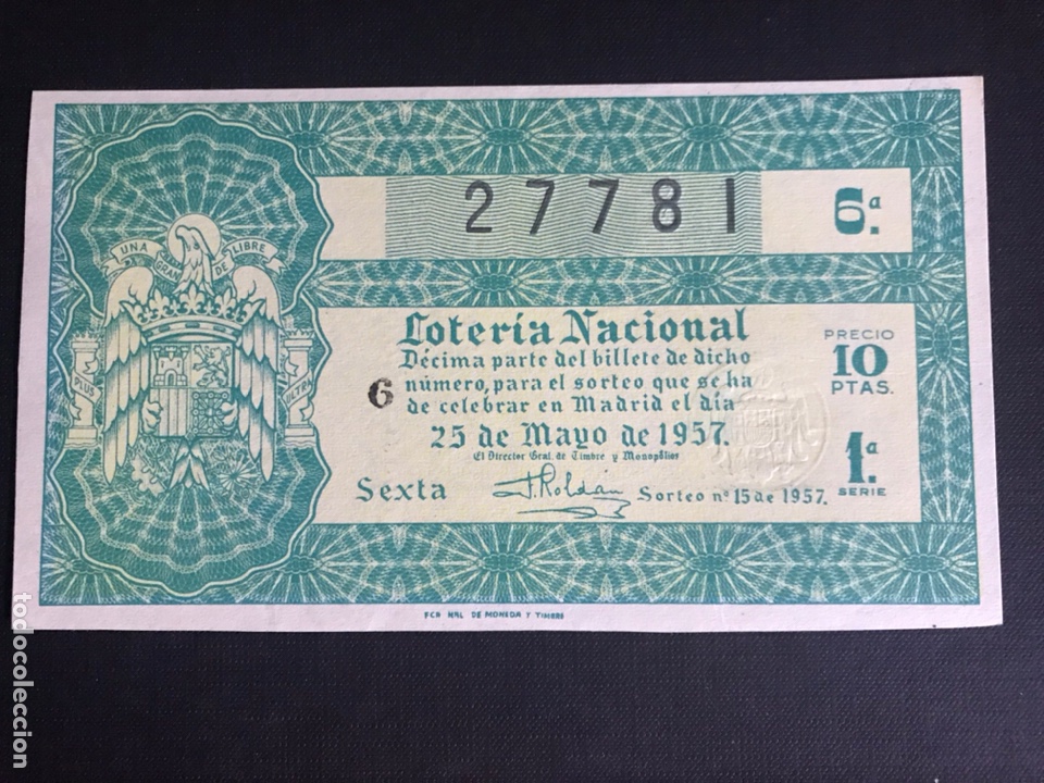 Nationale spanische Lotterie: Loteria A&ntilde;o 1957 sorteo 15