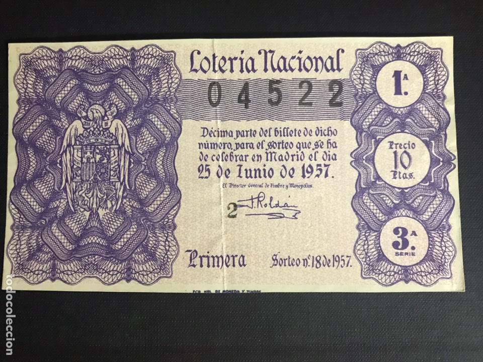 National Spanish Lottery: Loteria A&ntilde;o 1957 sorteo 18