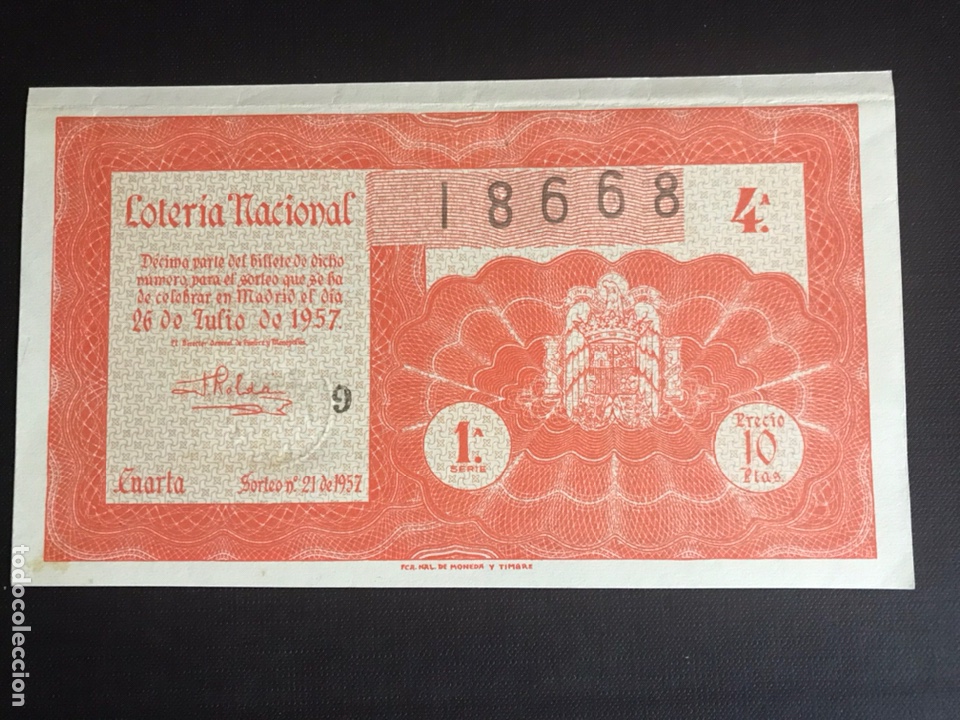 National Spanish Lottery: Loteria A&ntilde;o 1957 sorteo 21