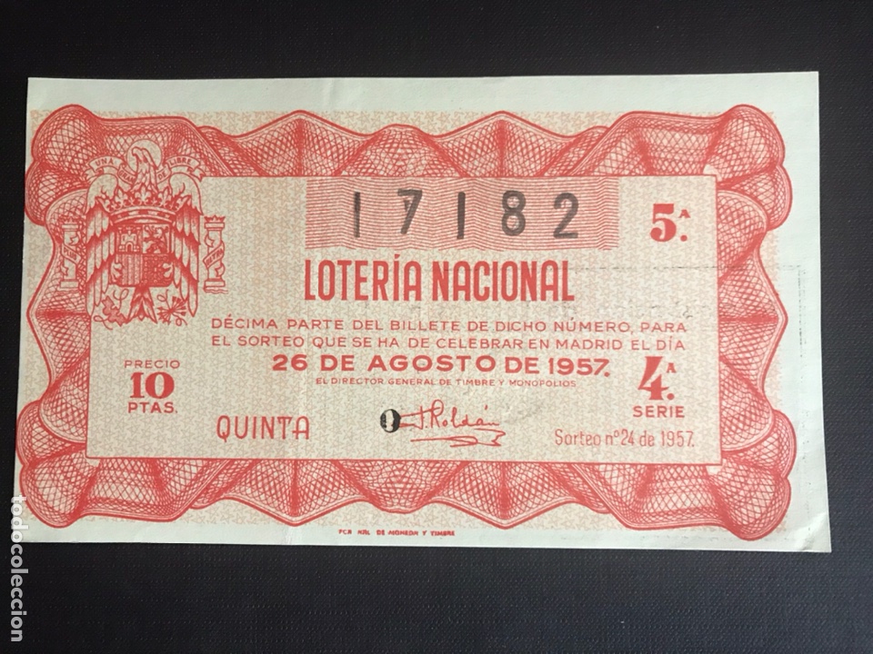 National Spanish Lottery: Loteria A&ntilde;o 1957 sorteo 24