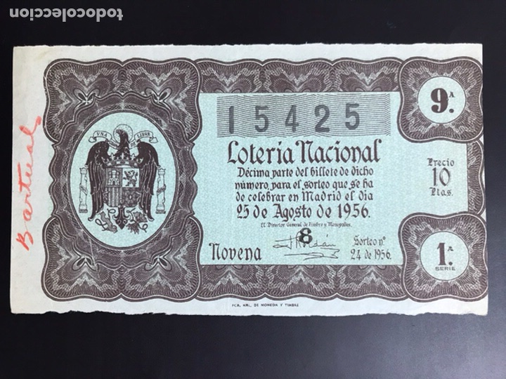 National Spanish Lottery: Loteria a&ntilde;o 1956 sorteo 24