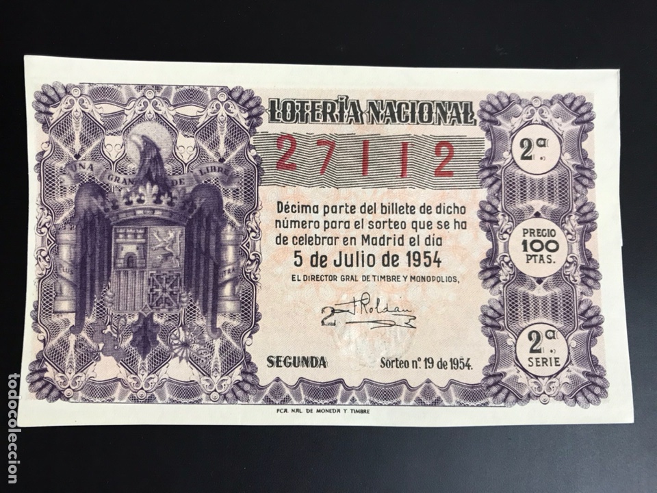 Loterie Nationale: Loteria A&ntilde;o 1954 sorteo 19