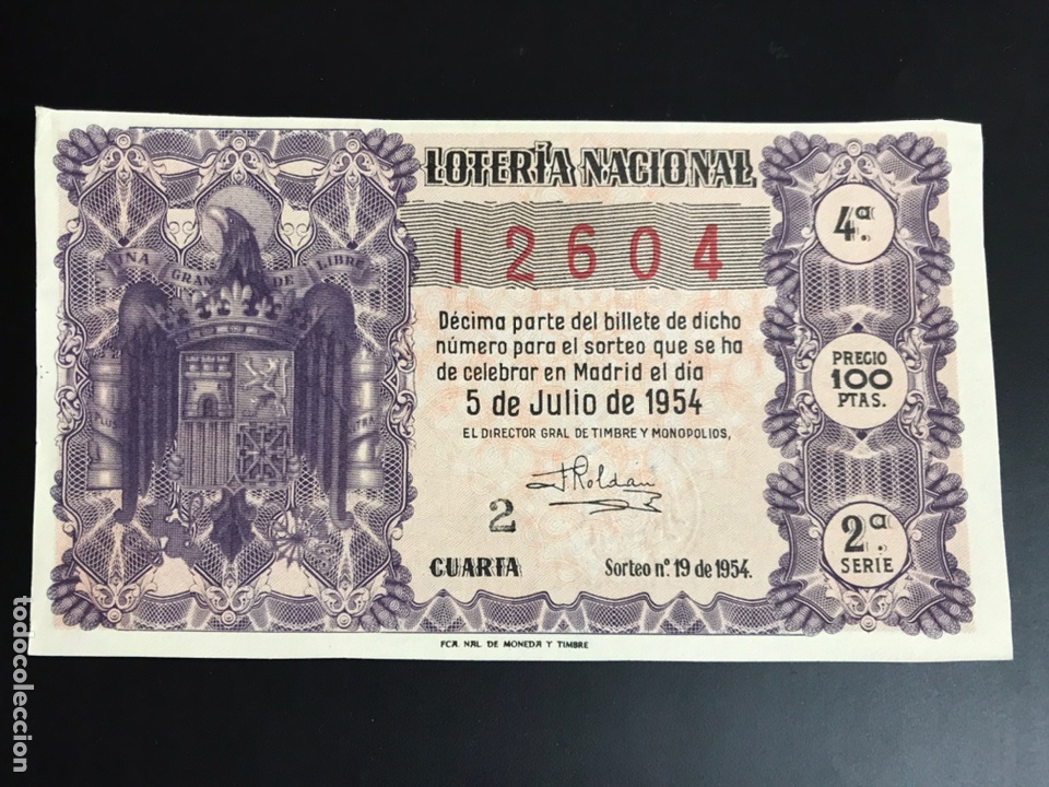 Loterie Nationale: Loteria A&ntilde;o 1954 sorteo 19