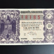 Lotería Nacional: LOTERIA AÑO 1954 SORTEO 19