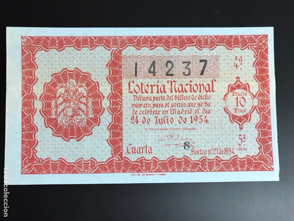 National Spanish Lottery: Loteria A&ntilde;o 1954 sorteo 21