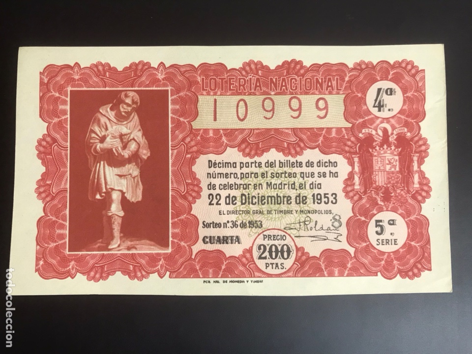 Loterie Nationale: Loteria A&ntilde;o 1953 sorteo 36 Navidad
