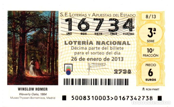 Loter&iacute;a Nacional: LOTER&Iacute;A NACIONAL - 28 DE ENERO DE 2013 - SORTEO 8 - WINSLOW HOMER - MUSEO THYSSEN