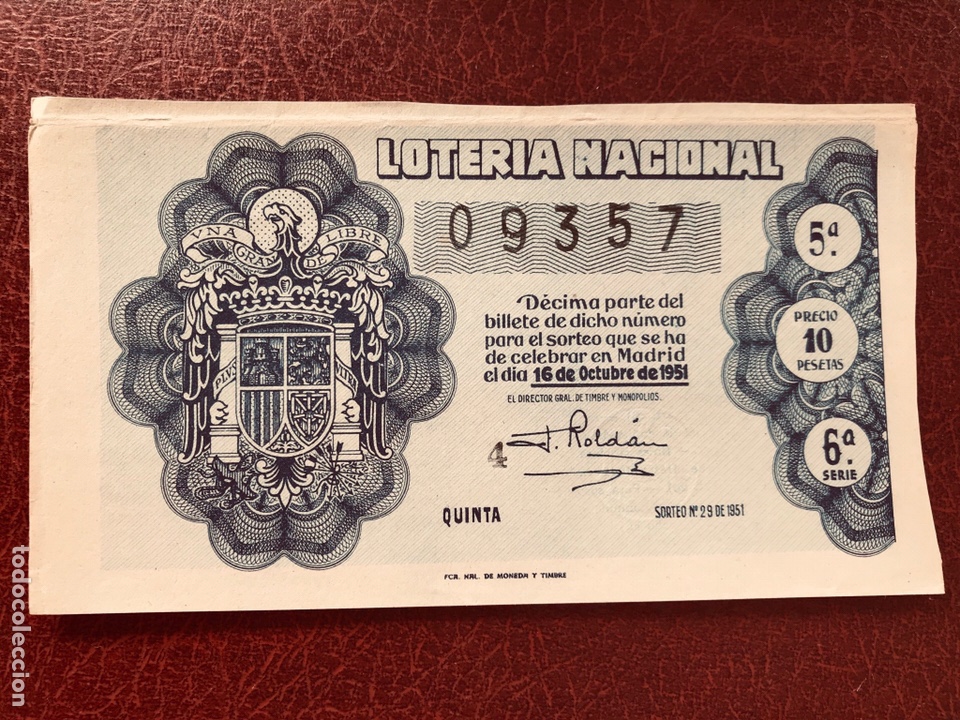 National Spanish Lottery: Loteria A&ntilde;o 1951 sorteo 29