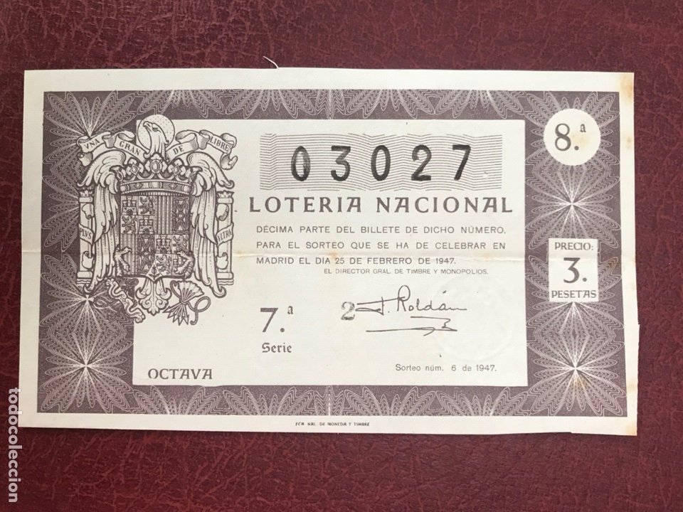 National Spanish Lottery: Loteria A&ntilde;o 1947 sorteo 6