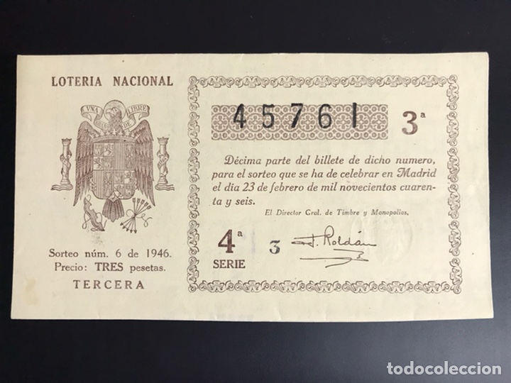 National Spanish Lottery: Loteria A&ntilde;o 1946 sorteo 6