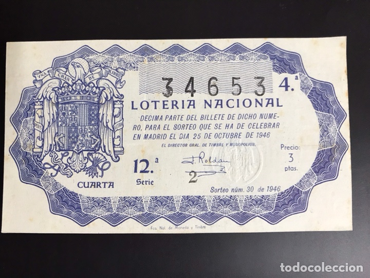 Nationale spanische Lotterie: Loteria A&ntilde;o 1946 sorteo 30