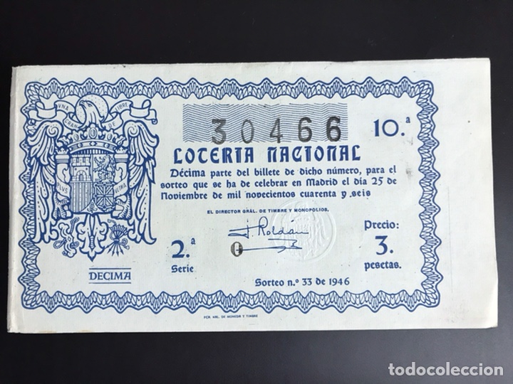 Nationale spanische Lotterie: Loteria A&ntilde;o 1946 sorteo 33