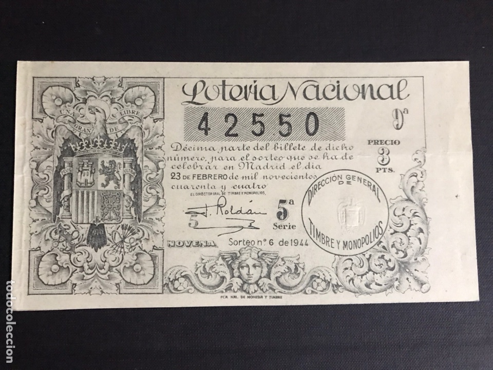 National Spanish Lottery: Loteria A&ntilde;o 1944 sorteo 6