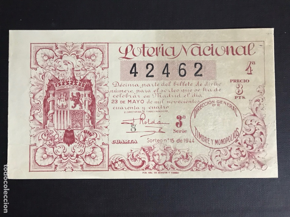 National Spanish Lottery: Loteria A&ntilde;o 1944 sorteo 15