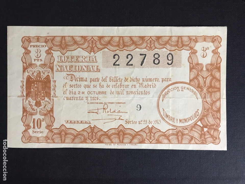 National Spanish Lottery: Loteria A&ntilde;o 1943 sorteo 28