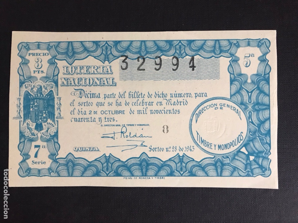 Loterie Nationale: Loteria A&ntilde;o 1943 sorteo 28