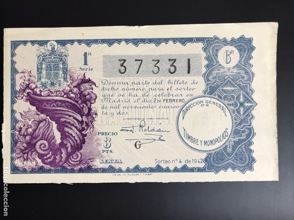 Nationale spanische Lotterie: Loteria A&ntilde;o 1942 sorteo 4