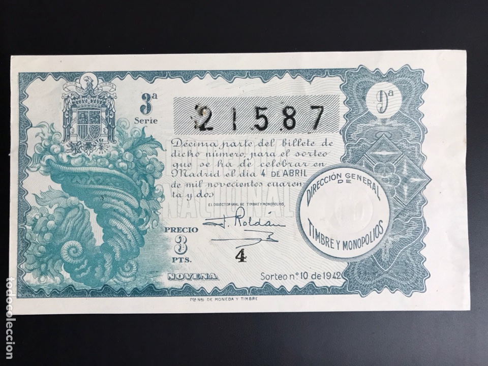 Nationale spanische Lotterie: Loteria A&ntilde;o 1942 sorteo 10