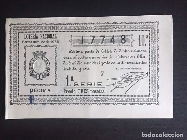 Nationale spanische Lotterie: Loteria A&ntilde;o 1936 sorteo 22