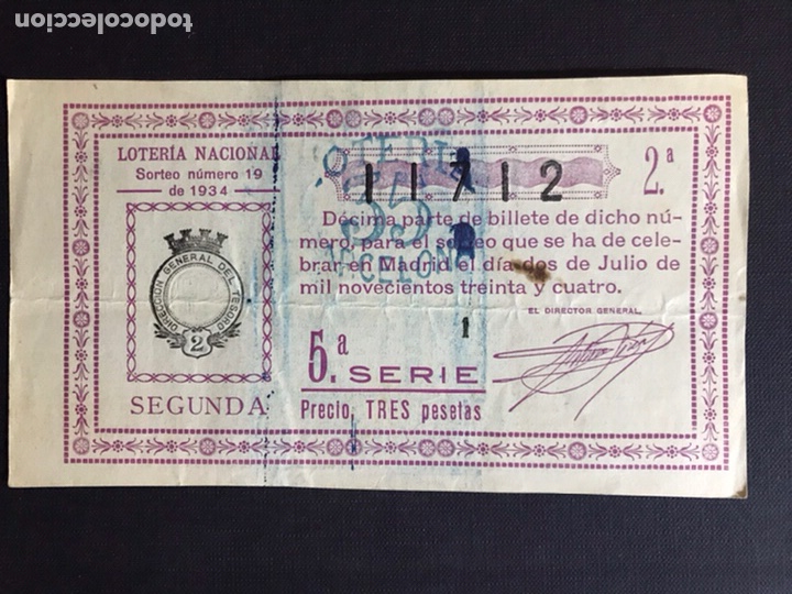 Lotaria Nacional: Loteria A&ntilde;o 1934 sorteo 19