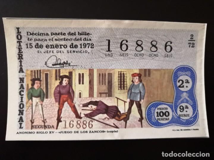 Nationale spanische Lotterie: Decimo loteria nacional n&ordm; 16886 sorteo 2 a&ntilde;o 1972