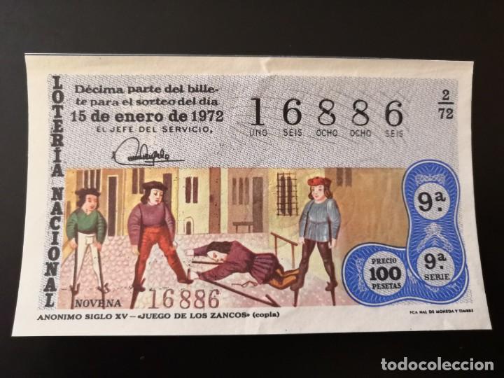 Nationale spanische Lotterie: Decimo loteria nacional n&ordm; 16886 sorteo 2 a&ntilde;o 1972