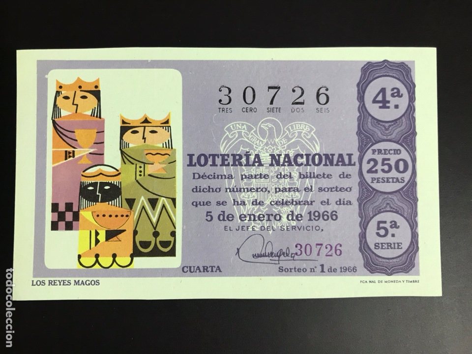 Nationale spanische Lotterie: Loteria A&ntilde;o 1966 sorteo 1