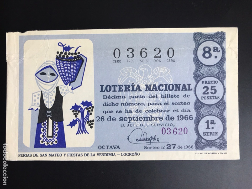 Loter&iacute;a Nacional: Loteria A&ntilde;o 1966 sorteo 27