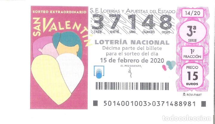 Loterie Nationale: 1 DECIMO LOTERIA SABADO - 15 FEBRERO 2020 - 14/20 - SORTEO ESPECIAL SAN VALENTIN