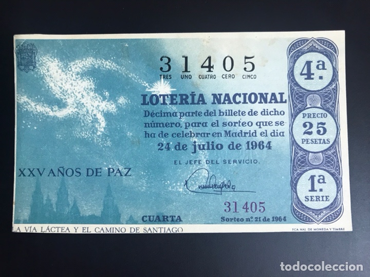 Loter&iacute;a Nacional: Loteria A&ntilde;o 1964 sorteo 21