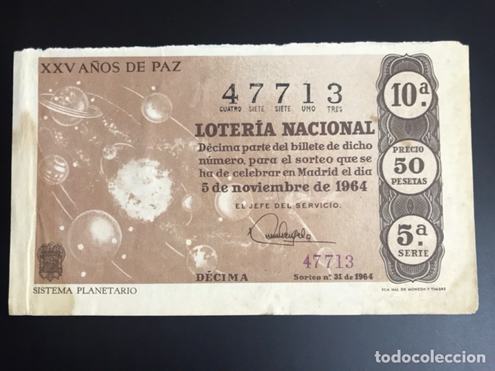 Nationale spanische Lotterie: Loteria A&ntilde;o 1964 sorteo 31 Serie 5
