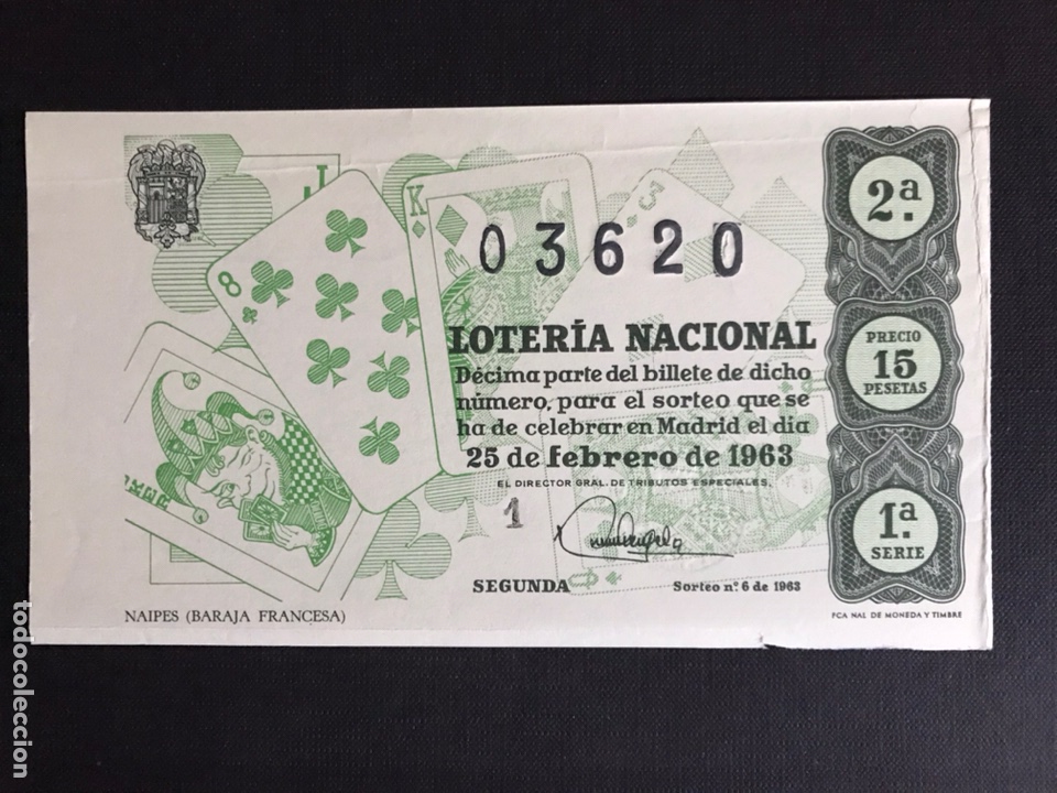 Loter&iacute;a Nacional: Loteria A&ntilde;o 1963 sorteo 6 Serie 1