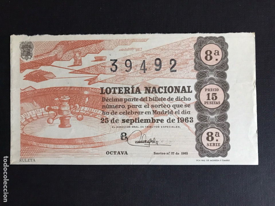 Loter&iacute;a Nacional: Loteria A&ntilde;o 1963 sorteo 27