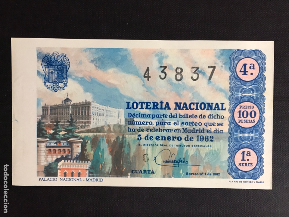 Nationale spanische Lotterie: Loteria A&ntilde;o 1962 sorteo 1 Serie 1