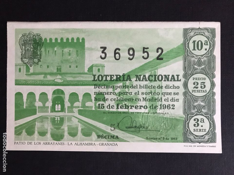 Nationale spanische Lotterie: Loteria A&ntilde;o 1962 sorteo 5