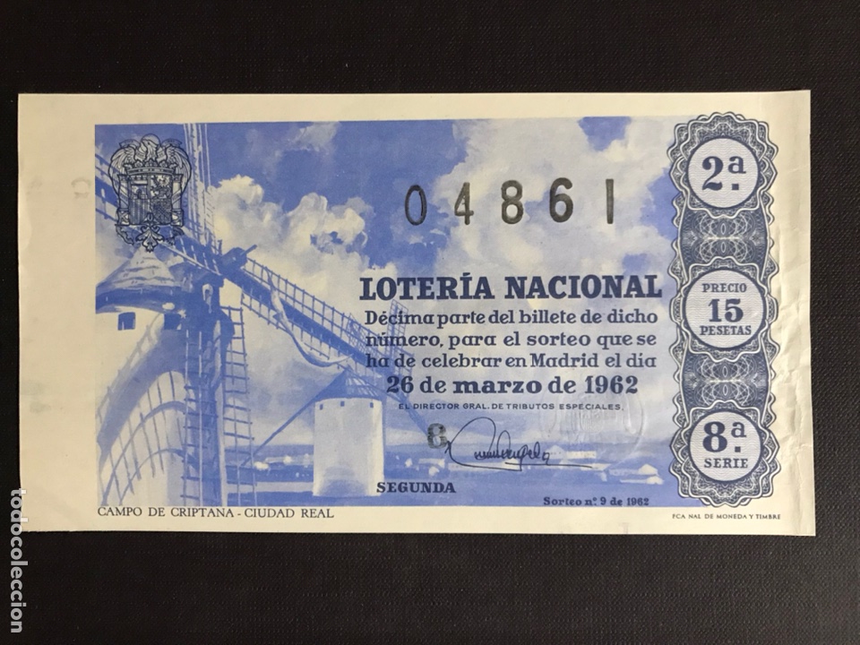 Nationale spanische Lotterie: Loteria A&ntilde;o 1962 sorteo 9