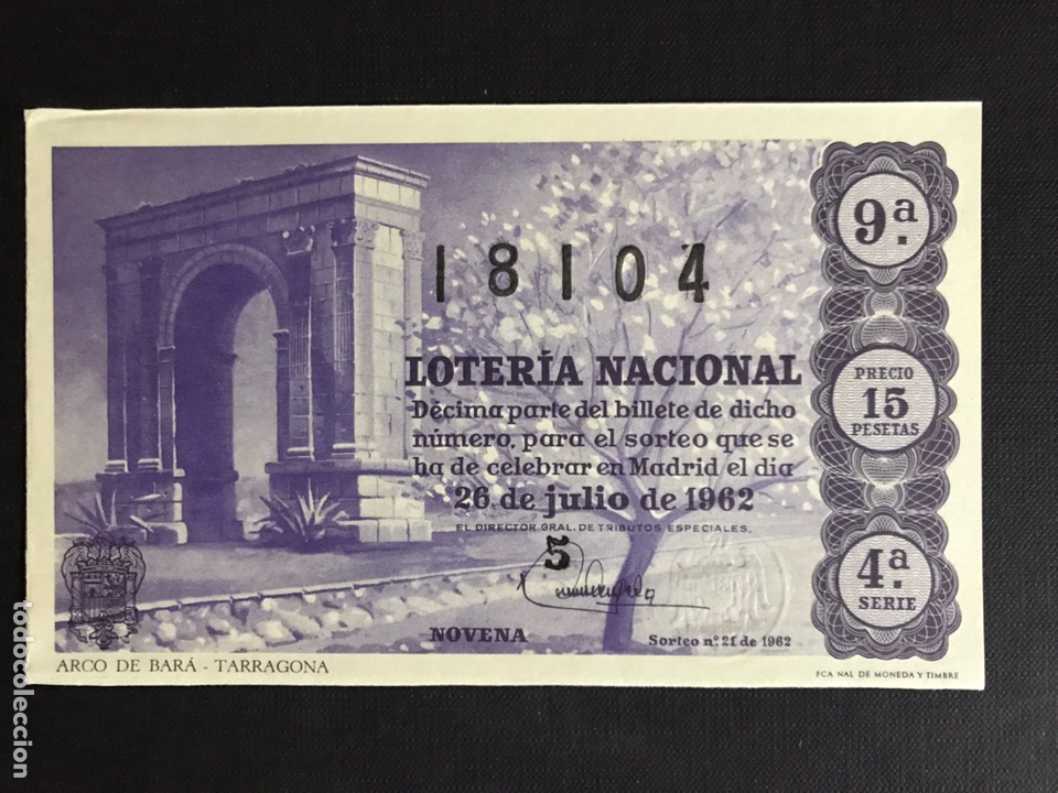 Nationale spanische Lotterie: Loteria A&ntilde;o 1962 sorteo 21