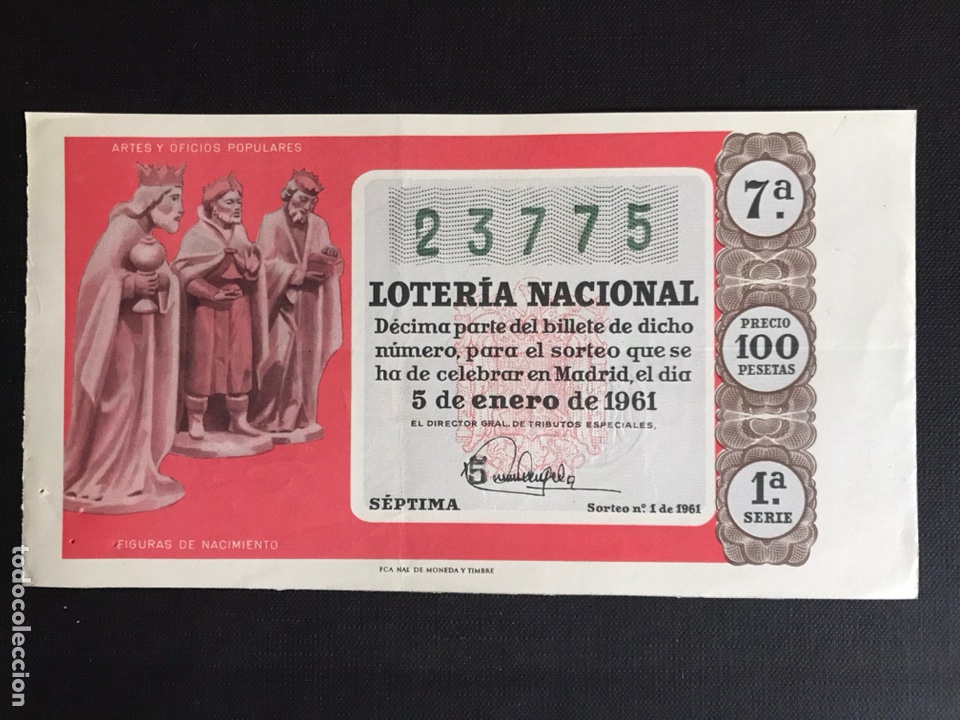Nationale spanische Lotterie: Loteria A&ntilde;o 1961 sorteo 1