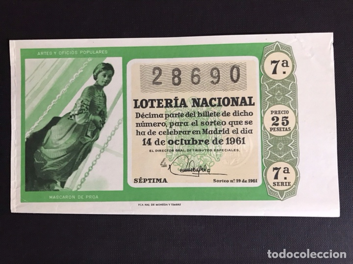 Nationale spanische Lotterie: Loteria A&ntilde;o 1961 sorteo 29