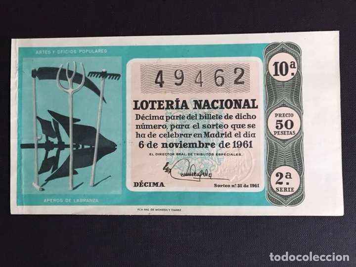 Nationale spanische Lotterie: Loteria A&ntilde;o 1961 sorteo 31